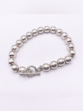 Sterling Silver Beaded Toggle Bracelet